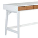 Eli 52 Inch 3 Drawer Home Office Desk, Mahogany Wood, White, Brown