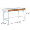 Eli 52 Inch 3 Drawer Home Office Desk, Mahogany Wood, White, Brown