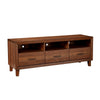 Paul 64 Inch TV Media Entertainment Center Console, 3 Cubbies, Warm Brown