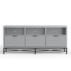 Rexi 64 Inch TV Media Entertainment Console, 3 Drawer, Light Gray, Black