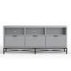 Rexi 64 Inch TV Media Entertainment Console, 3 Drawer, Light Gray, Black
