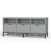 Rexi 64 Inch TV Media Entertainment Console, 3 Drawer, Light Gray, Black