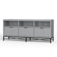 Rexi 64 Inch TV Media Entertainment Console, 3 Drawer, Light Gray, Black