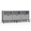 Rexi 64 Inch TV Media Entertainment Console, 3 Drawer, Light Gray, Black