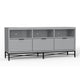 Rexi 64 Inch TV Media Entertainment Console, 3 Drawer, Light Gray, Black