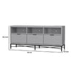 Rexi 64 Inch TV Media Entertainment Console, 3 Drawer, Light Gray, Black