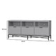 Rexi 64 Inch TV Media Entertainment Console, 3 Drawer, Light Gray, Black