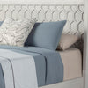 Rue Full Sized Bed, Mahogany Wood, Honeycomb Pattern Texture, Light Gray
