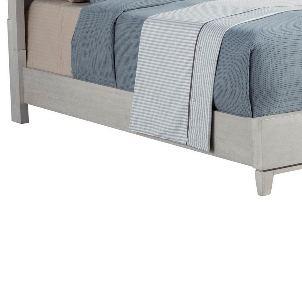 Rue Full Sized Bed, Mahogany Wood, Honeycomb Pattern Texture, Light Gray