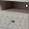 Rue 64 Inch 3 Drawer TV Media Entertainment Center, Honeycomb, Light Gray