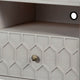 Rue 64 Inch 3 Drawer TV Media Entertainment Center, Honeycomb, Light Gray