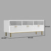 Beth 64 Inch TV Media Entertainment Center Console, 3 Drawers, White, Gold