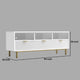 Beth 64 Inch TV Media Entertainment Center Console, 3 Drawers, White, Gold