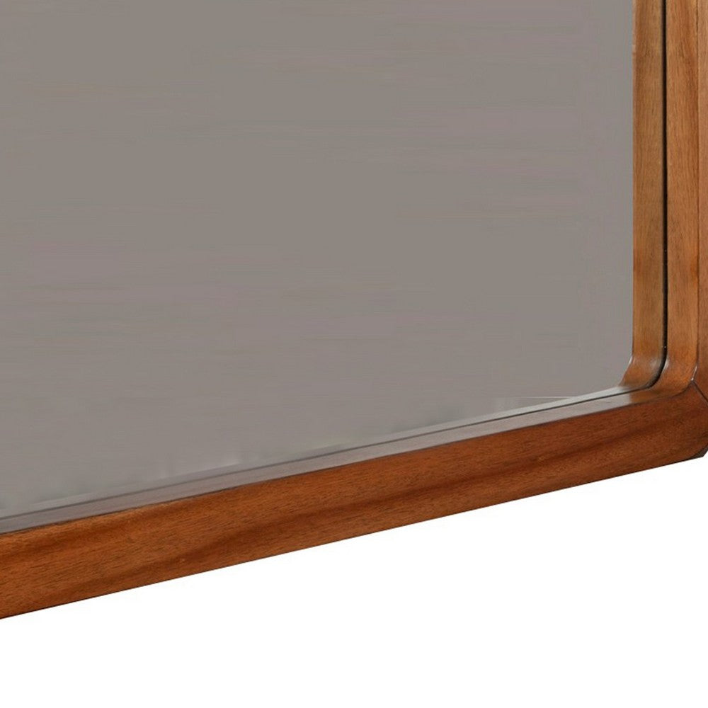 Neo 37 x 40 Rectangular Dresser Mirror, Mahogany Wood, Rich Honey Brown