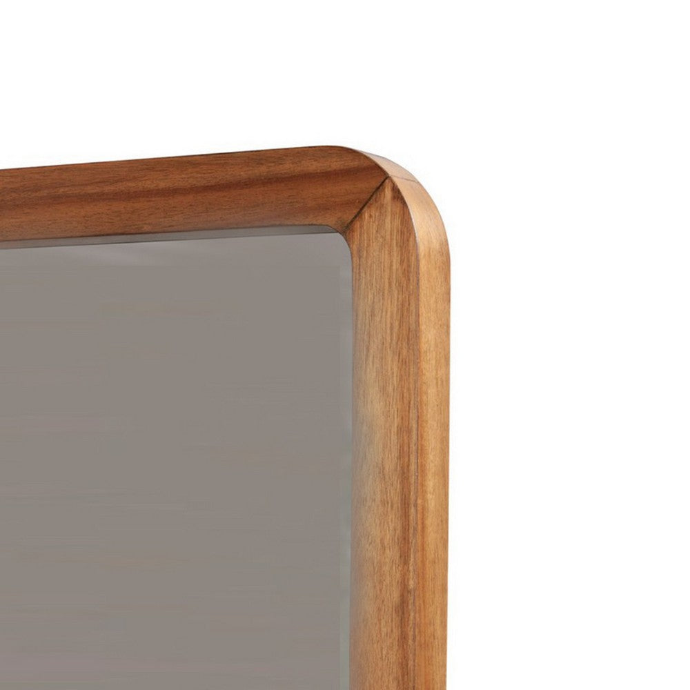 Neo 37 x 40 Rectangular Dresser Mirror, Mahogany Wood, Rich Honey Brown