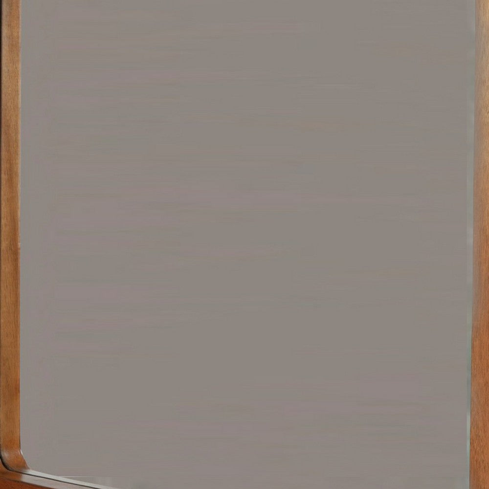 Neo 37 x 40 Rectangular Dresser Mirror, Mahogany Wood, Rich Honey Brown