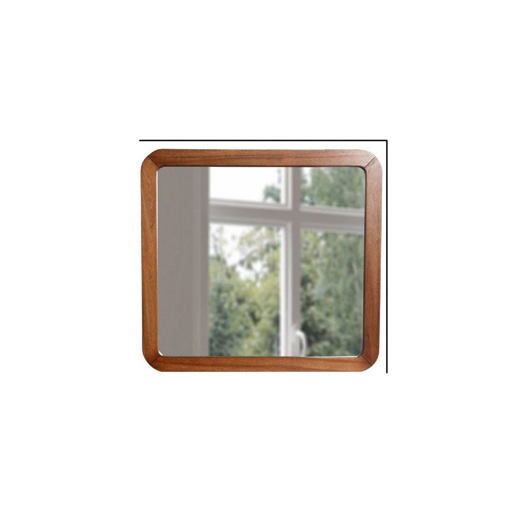 Neo 37 x 40 Rectangular Dresser Mirror, Mahogany Wood, Rich Honey Brown