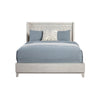 Rue Queen Bed, Paneled Headboard, Mahogany, Honeycomb Pattern, Light Gray