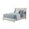 Rue Queen Bed, Paneled Headboard, Mahogany, Honeycomb Pattern, Light Gray