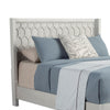 Rue Queen Bed, Paneled Headboard, Mahogany, Honeycomb Pattern, Light Gray