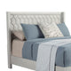 Rue Queen Bed, Paneled Headboard, Mahogany, Honeycomb Pattern, Light Gray