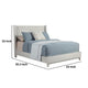 Rue Queen Bed, Paneled Headboard, Mahogany, Honeycomb Pattern, Light Gray