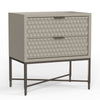 Rexi 26 Inch 2 Drawer Nightstand, Honeycomb, Mahogany Wood, Taupe Gray