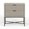 Rexi 26 Inch 2 Drawer Nightstand, Honeycomb, Mahogany Wood, Taupe Gray