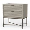 Rexi 26 Inch 2 Drawer Nightstand, Honeycomb, Mahogany Wood, Taupe Gray
