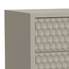 Rexi 26 Inch 2 Drawer Nightstand, Honeycomb, Mahogany Wood, Taupe Gray