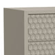 Rexi 26 Inch 2 Drawer Nightstand, Honeycomb, Mahogany Wood, Taupe Gray