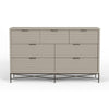 Rexi 56 Inch 7 Drawer Dresser Honeycomb Pattern Mahogany Wood Taupe Gray BM284281