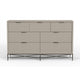 Rexi 56 Inch 7 Drawer Dresser Honeycomb Pattern Mahogany Wood Taupe Gray BM284281