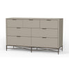 Rexi 56 Inch 7 Drawer Dresser, Honeycomb Pattern, Mahogany Wood, Taupe Gray