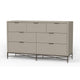 Rexi 56 Inch 7 Drawer Dresser, Honeycomb Pattern, Mahogany Wood, Taupe Gray