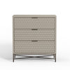Rexi 34 Inch 3 Drawer Small Dresser Chest, Honeycomb Texture, Taupe Gray