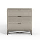 Rexi 34 Inch 3 Drawer Small Dresser Chest, Honeycomb Texture, Taupe Gray