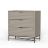 Rexi 34 Inch 3 Drawer Small Dresser Chest, Honeycomb Texture, Taupe Gray