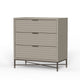 Rexi 34 Inch 3 Drawer Small Dresser Chest, Honeycomb Texture, Taupe Gray
