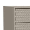 Rexi 34 Inch 3 Drawer Small Dresser Chest, Honeycomb Texture, Taupe Gray