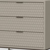 Rexi 34 Inch 3 Drawer Small Dresser Chest, Honeycomb Texture, Taupe Gray