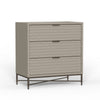Rexi 34 Inch 3 Drawer Small Dresser Chest, Honeycomb Texture, Taupe Gray