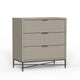 Rexi 34 Inch 3 Drawer Small Dresser Chest, Honeycomb Texture, Taupe Gray