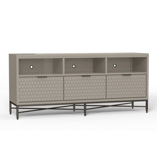 Rexi 64 Inch TV Media Entertainment Center Console, 3 Drawers, Taupe Gray