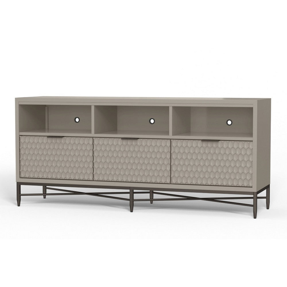 Rexi 64 Inch TV Media Entertainment Center Console, 3 Drawers, Taupe Gray
