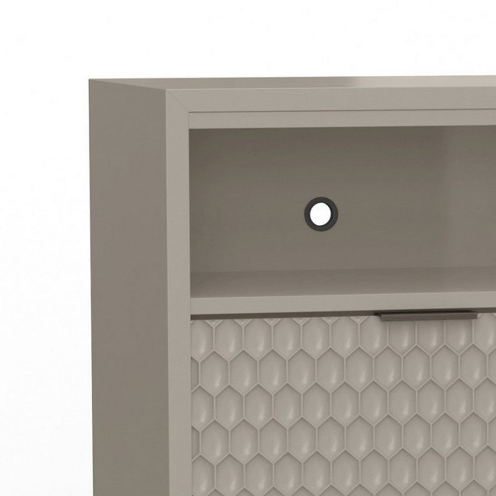 Rexi 64 Inch TV Media Entertainment Center Console, 3 Drawers, Taupe Gray