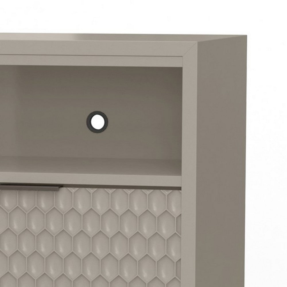 Rexi 64 Inch TV Media Entertainment Center Console, 3 Drawers, Taupe Gray