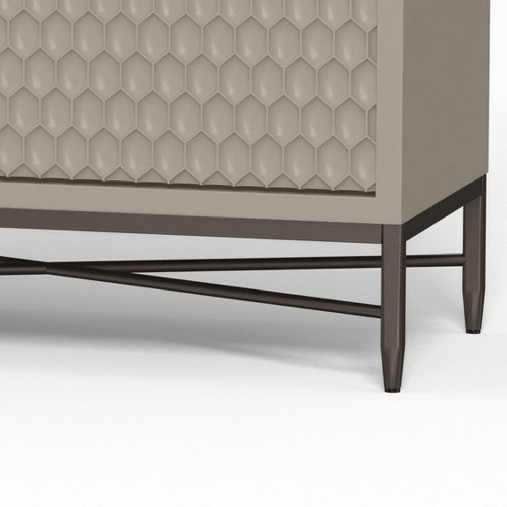Rexi 64 Inch TV Media Entertainment Center Console, 3 Drawers, Taupe Gray