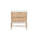 Eli 26 Inch 2 Drawer Nightstand, Corrugated Panels, Gold Metal Frame, White