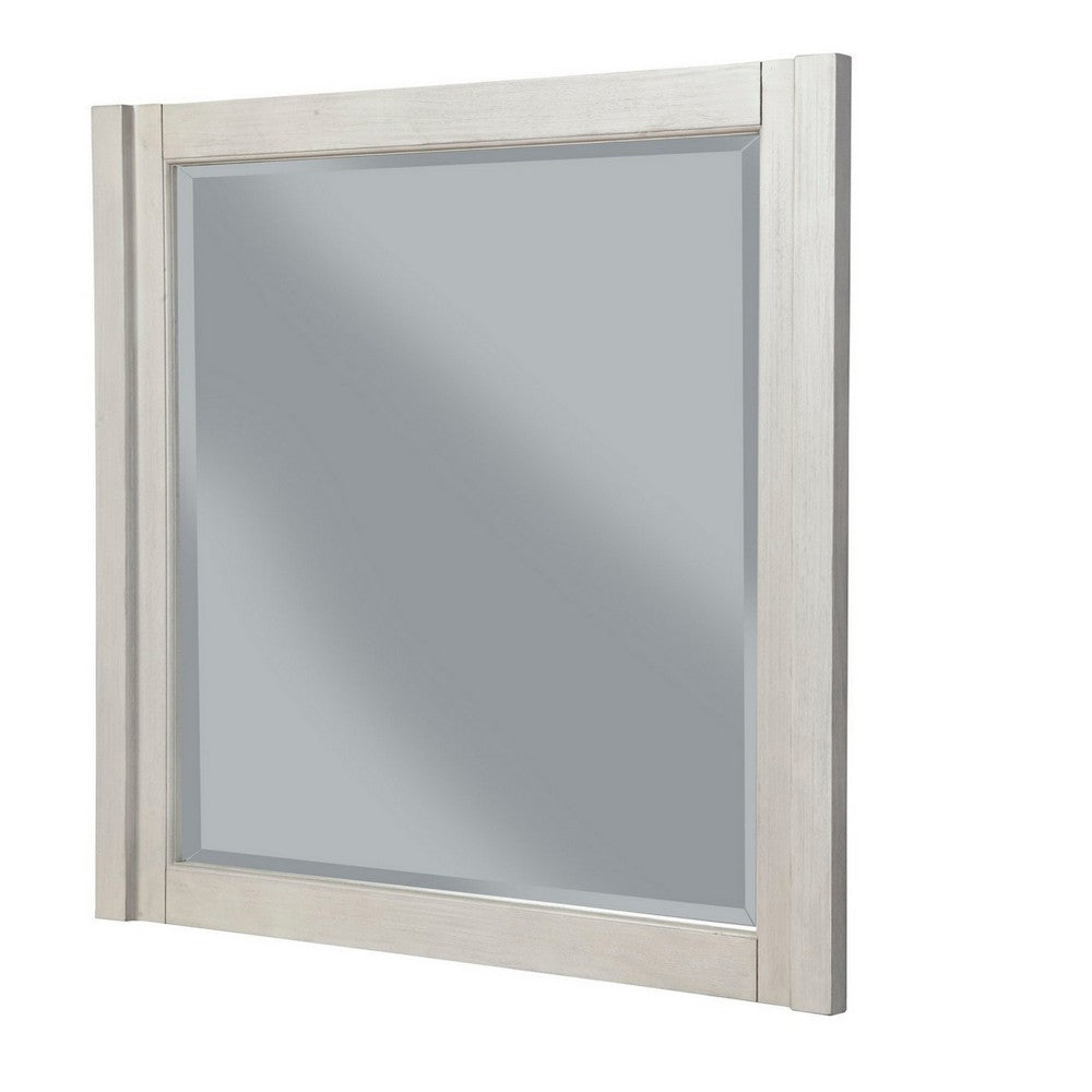 Rue 37 x 40  Rectangular Dresser Mirror, Mahogany Wood Frame, Light Gray